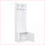 Arbre d'entrée avec portemanteau, 6 crochets et amp; Armoire de rangement - Banc d'entrée minimaliste blanc | Blanc | Panneau de particules-934528410