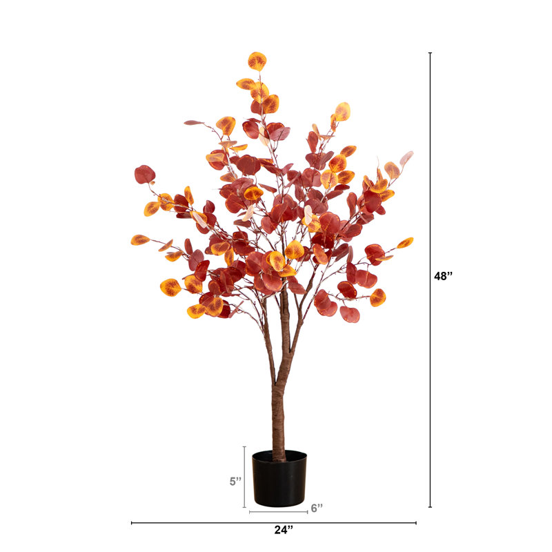 4ft. Pre-Lit Autumn Eucalyptus Artificial Fall Tree with 160 Warm White LED Lights