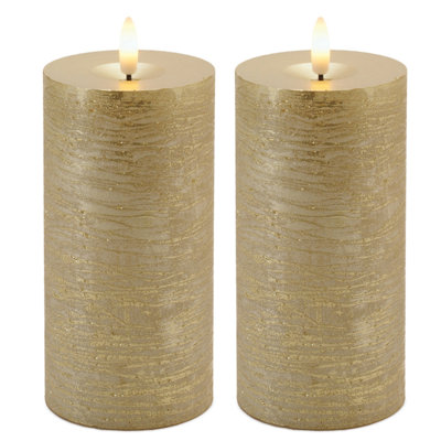 Metallic FIA Wick LED Candle (Set of 2)
