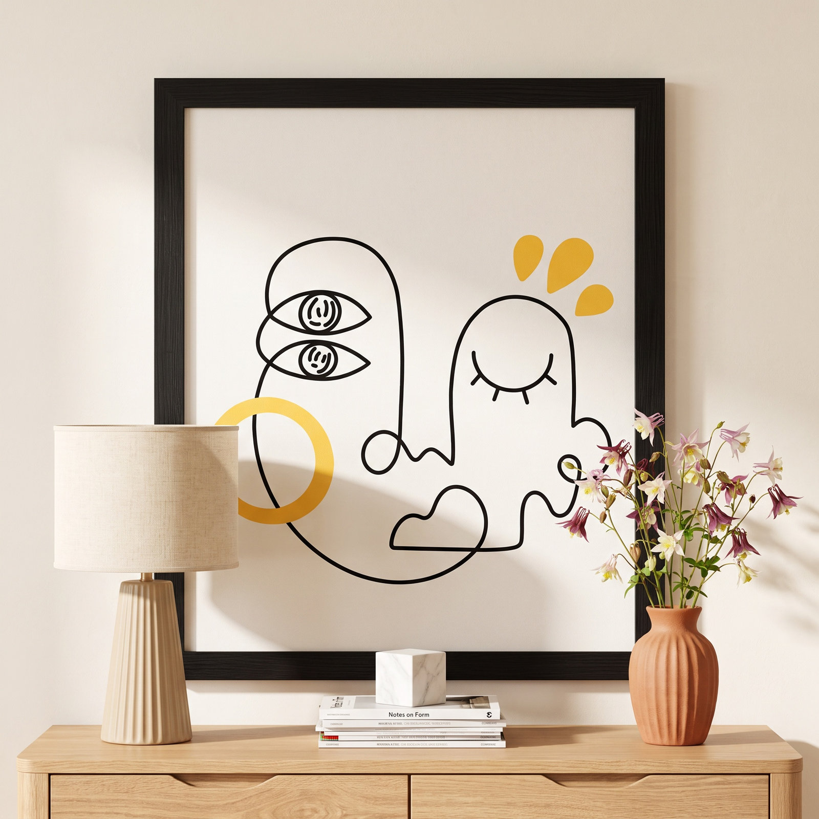 Still Here Print by Shatha Al Dafai, 33.38" H x 27.38" W x 0.875" D, Noir Black Framed