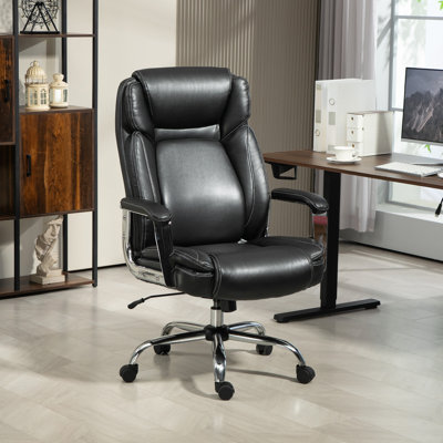 HOMCOM Ergonomic Office Chair Heavy Duty Faux Leather 227kg 500LBS Black