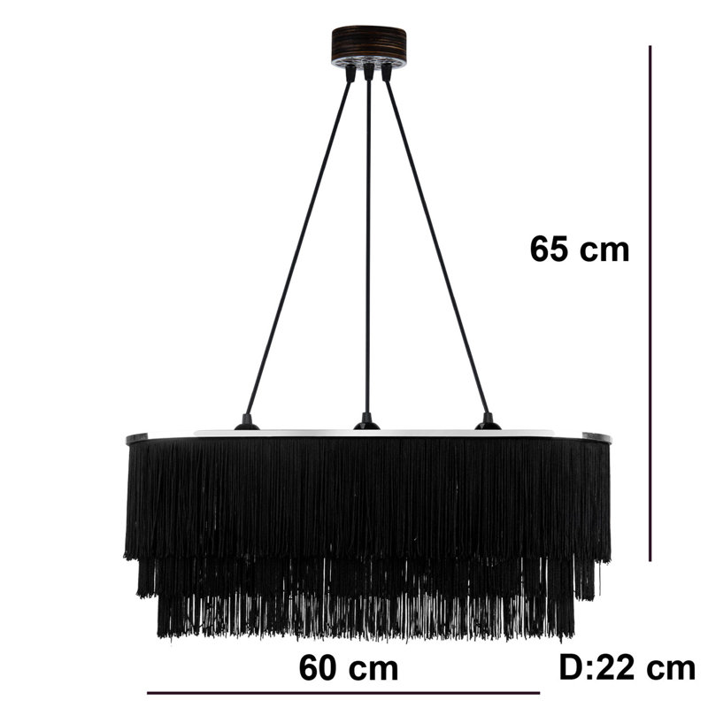Lustre spectaculaire à 3 lumières Glasmann, Noir, Noir