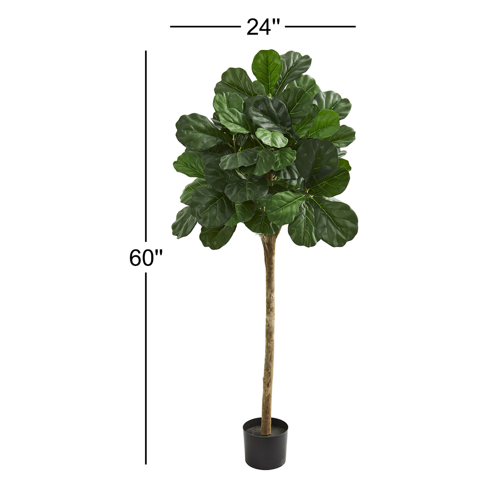 Faux Fiddle Leaf Fig Tree, 60" H x 24" W x 22" D