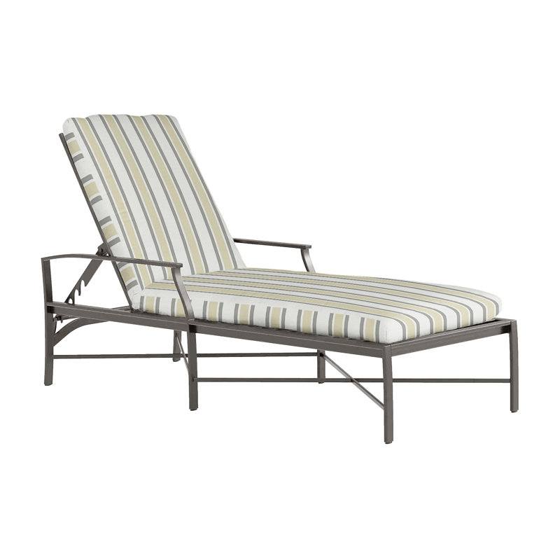 Monaco 76" Long Reclining Single Chaise with Cushions, No Welt, Slate Gray, Herringbone Sand