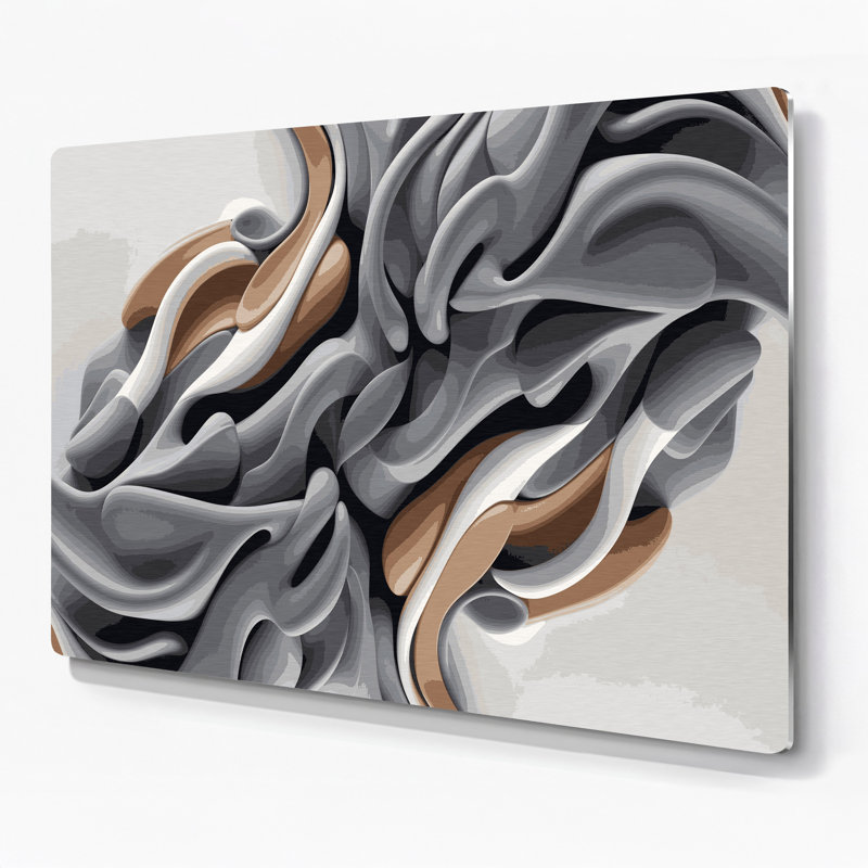 Biomorphic Abstraction 25, art mural gris en métal, H 12 po x l 18 po