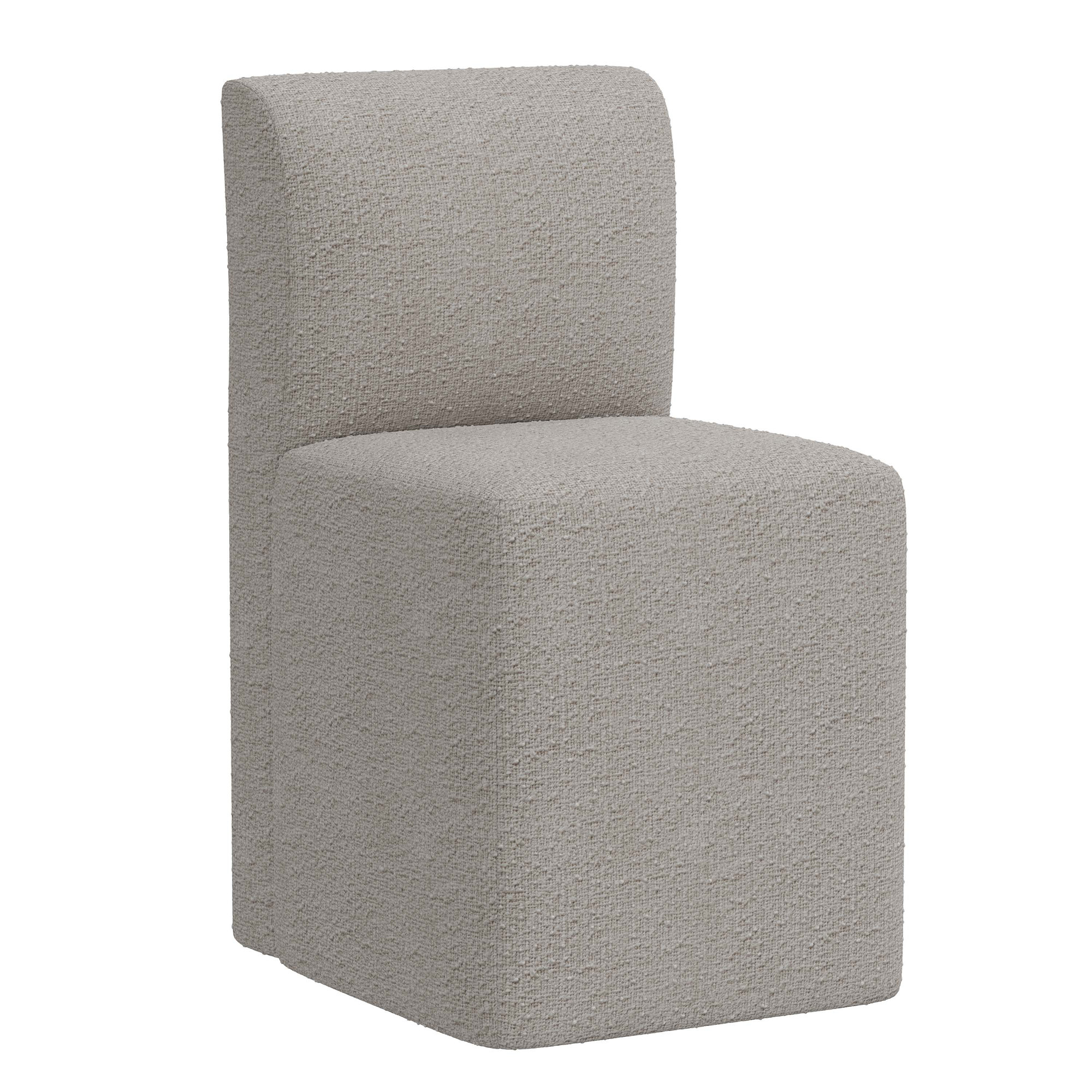 Mendy Upholstered Parsons Chair, Classic Elephant Boucle