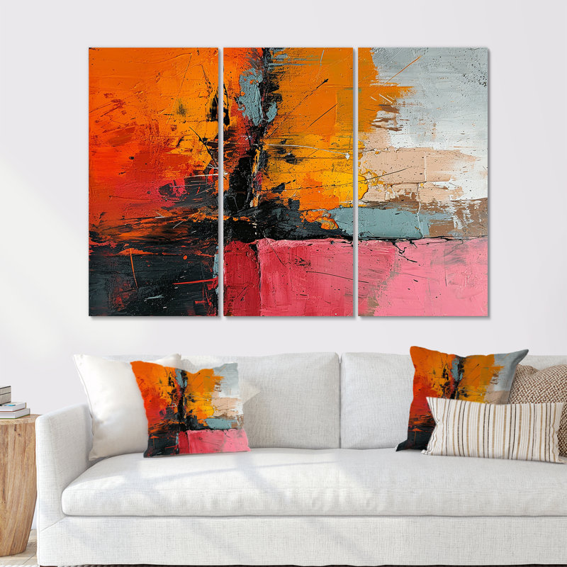 Southern Melancholy - Ensemble de salon mural abstrait, Toile tendue, H 28 po x l 36 po x P 1 po