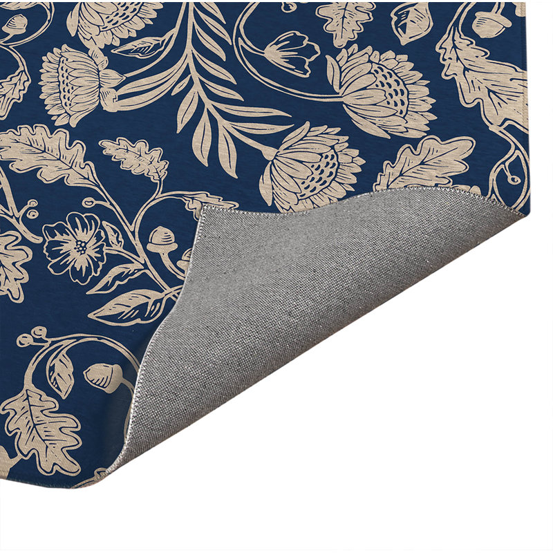 Tapis de cuisine antidérapant Autumn Vines, Rectangle 4pi x 6 pi, Marine