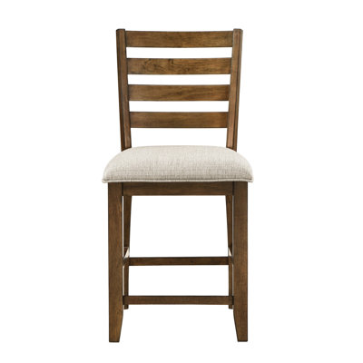 2 chaises de hauteur comptoir traditionnelles, bois de cerisier, revêtement en tissu beige, mobilier de salle à manger à utilisation texturée pour 2 personnes, poids de 250 lb