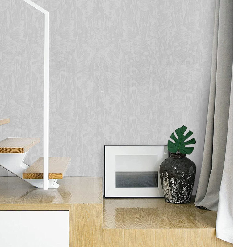 Plain Grey Non-Woven Embossed Wallpaper