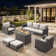 Ensemble de canapé d'extérieur 6 pièces Gymojoy, ensemble de mobilier de patio en osier avec table de foyer, osier en PE toutes saisons