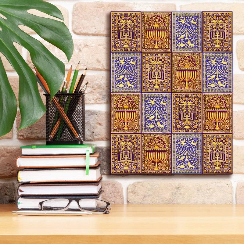 Bungalow Bungalow «Hanukah Menorah Collage Verticals» par Andrea Strongwater, art mural sur toile