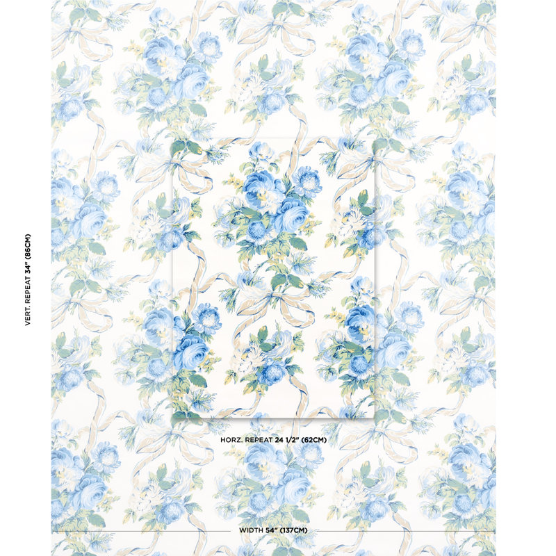 Queenies Floral Chintz Fabric, Porcelain