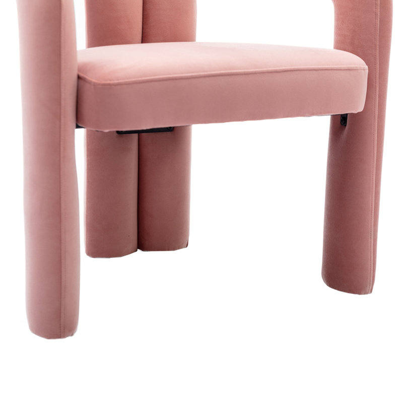 Chaises d'appoint pour salon, ensemble de 2, Velours rose, H 27,95 po x l 25,2 po x P 19,88 po