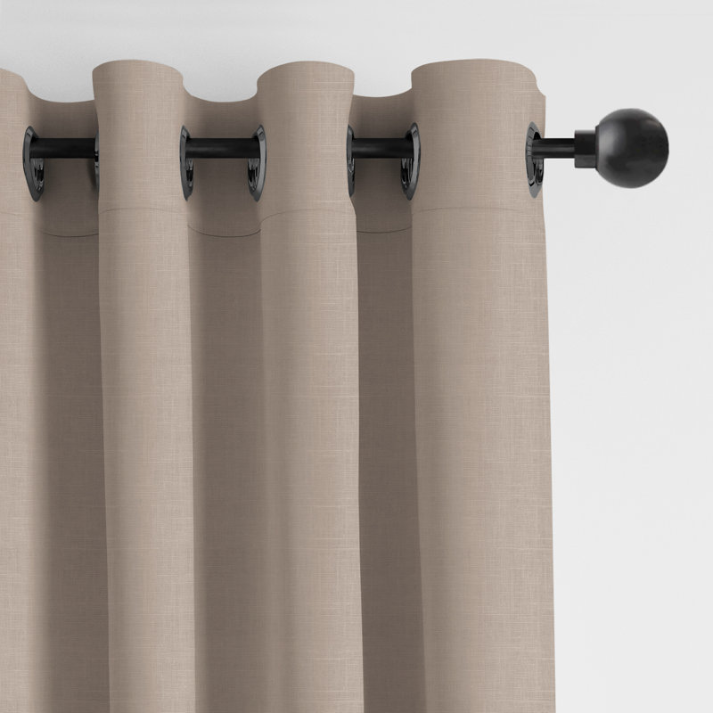 Elsie Linen Look Grommet Drapery Panels Pair, 50"W x 96"L, Natural