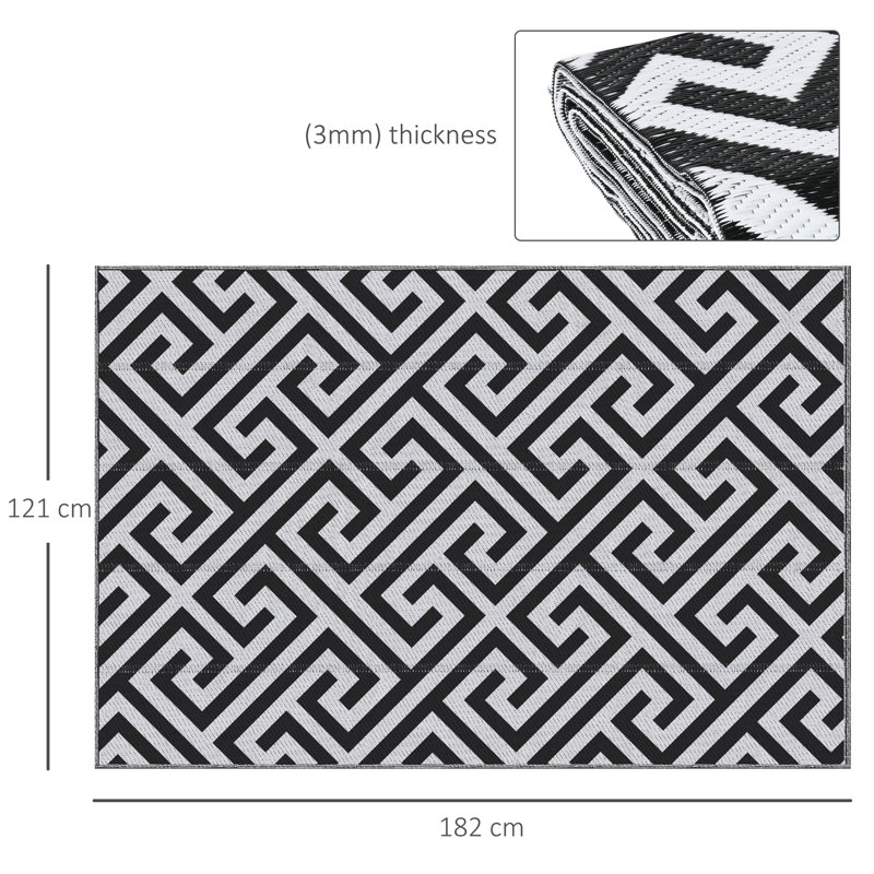 Rectangle 121 cm x 121 cm Geometric Berber Outdoor
