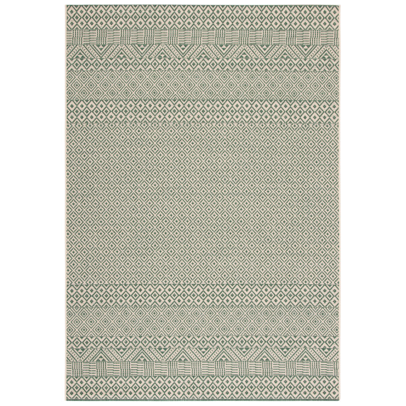 Cate Southwestern Dark Green/Beige Indoor / Outdoor Area Indoor/Outdoor Area Rug, Rectangle 2'7" x 5'