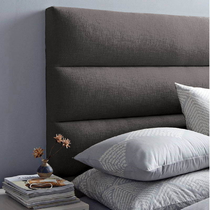 Tête de lit tapissier à panneaux Dawna, Simple, Lin - Gris anthracite