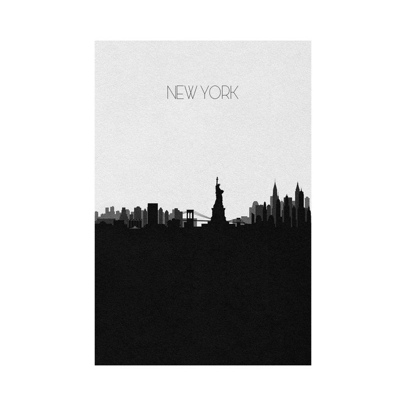 New York City Skyline by Ayse Deniz Akerman - Wrapped Canvas Gallery-Wrapped Canvas Giclée, 20.32 cm H x 30.48 cm W