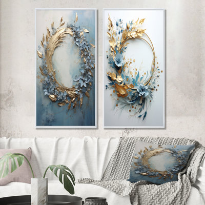 «Bold And Blue Wreath Simplicity», ensemble de 2 décorations murales avec couronne