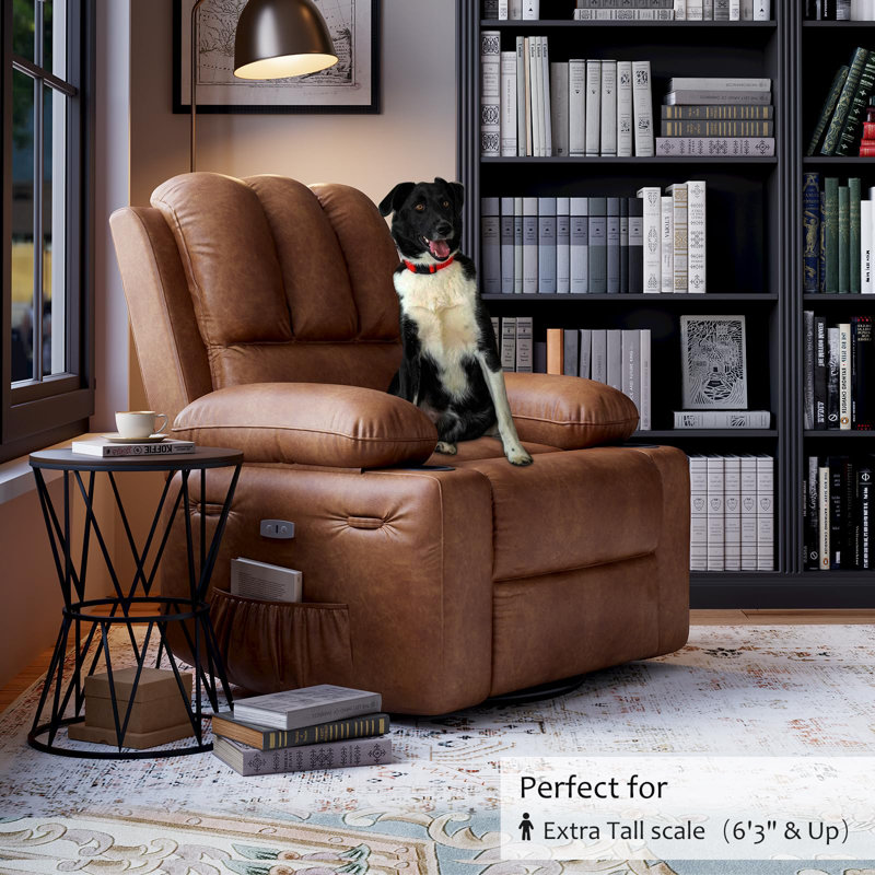 37.4" Electric Power Recliner with Heat and Massage, Rocking Recliner Chair 26.8" Seat with Cup Holders, Cagnac