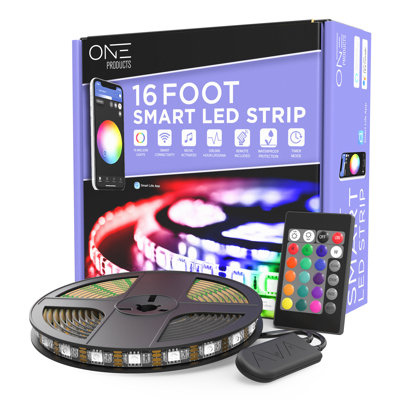 Smart Wi-Fi RGB 16 ft LED Strip Lights for Television and Bedroom with Remote Control
