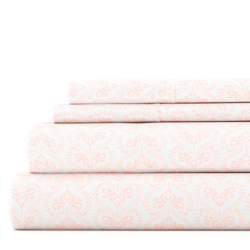 Classic Pink Full/Double Microfiber 4-Piece Bed Sheet Set