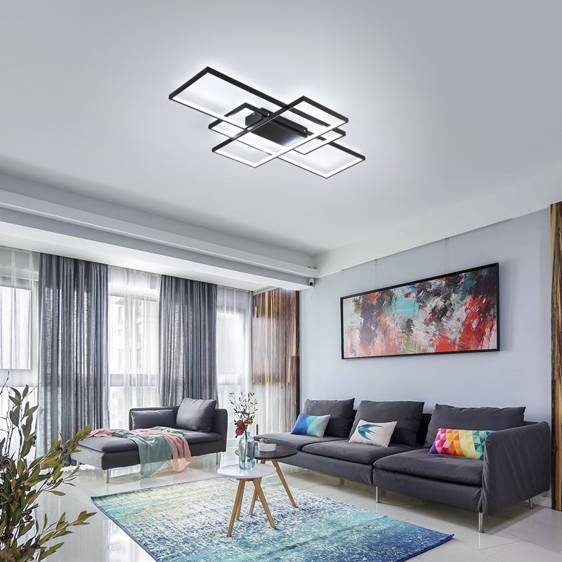 Arlyn 3-Light LED Flush Mount, Black, 8cm H x 110cm W x 65cm D