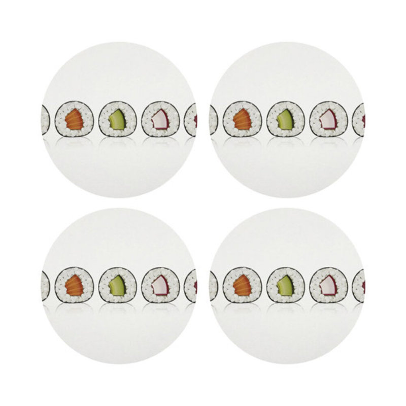 Sushi Roll Vegan Leather Round Coasters