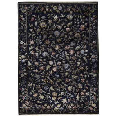 Hand-Knotted High-Quality Black Area Rug