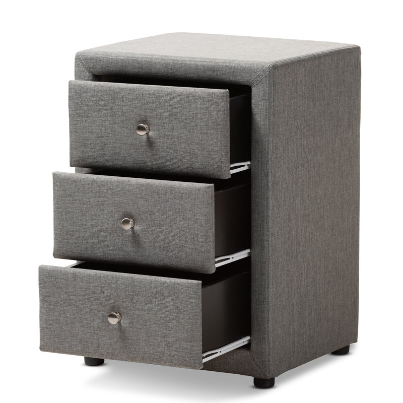 Table de chevet 3 tiroirs Kryslynn, Gris