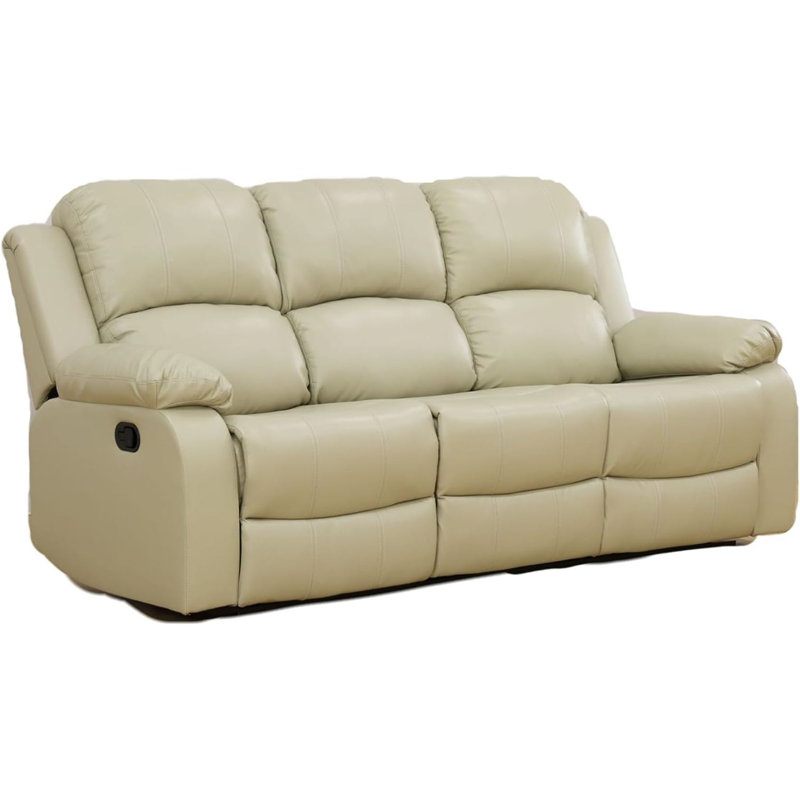 Lysi Faux Leather Recliner, Beige Faux Leather