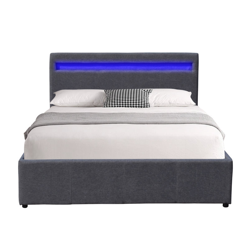Alazar Upholstered Ottoman Storage Bed, Dark grey, Double (142 x 210.50cm)