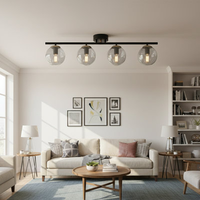 Vance 30" Modern Linear Metal and Glass Flush Mount Ceiling Light