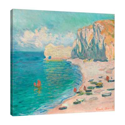 «The Beach and The Falaise d'Amont» par Claude Monet, reproduction d'art sur toile tendue
