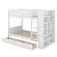 Lit superposé simple au-dessus de simple avec bibliothèque, cadre de lit superposé en bois avec 2 tiroirs et tablettes de rangement à plusieurs niveaux-146854833