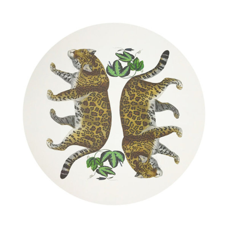Leopard Seeing Double Pebble 16" Vinyl Placemat, White