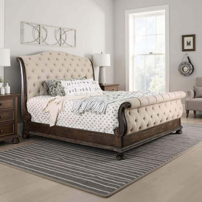 Rustic Natural Tone Queen Size Bed