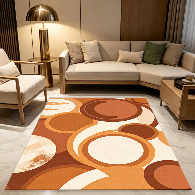 Terracotta Round Curve Abstract carpet-easy to clean, machine-washable, soft and comfortable; suitable for door mats, kitchens, living rooms, bedrooms, corridors, and laundry areas. Easy to clean, durable carpet for home decoration.
