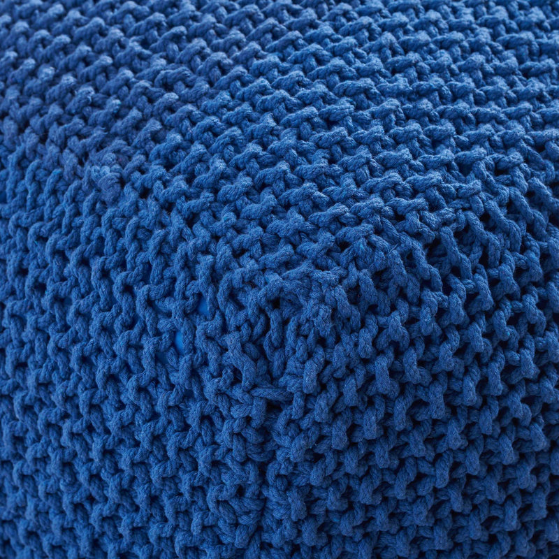 Pouf tricoté en coton bleu marine, l 20,5 po x P 20,5 po, H 16,5 po, rembourré de couleur marine moderne, 20,07 po x 20,07 po x 16,76 po, avec poids léger