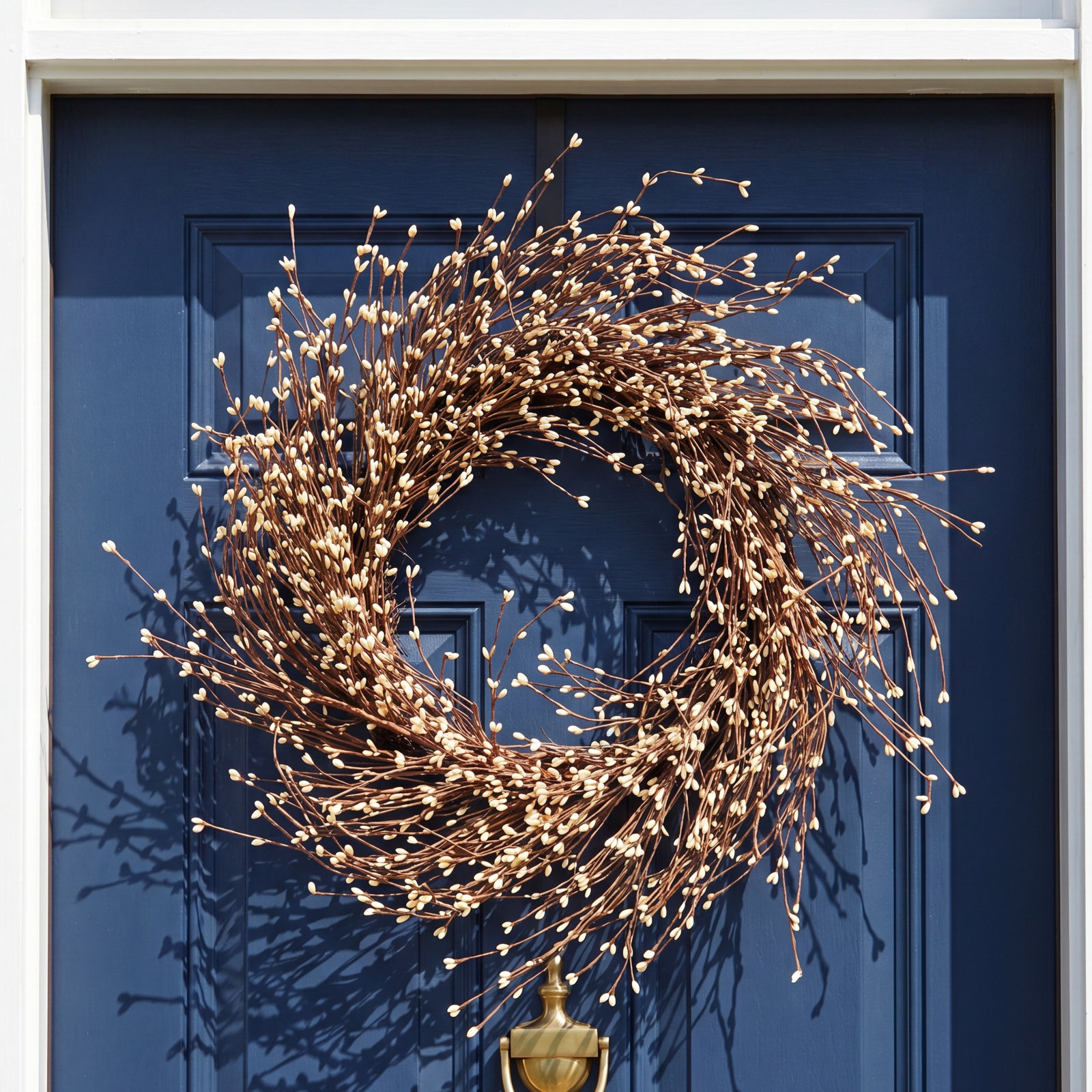 22" Handcrafted Grapevine, Berry Christmas Wreath, White