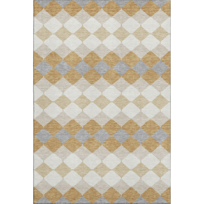 Tapis géométrique de qualité supérieure lavable à la machine Bunderberg AMF1007, Rectangle 9 pi x 12 pi