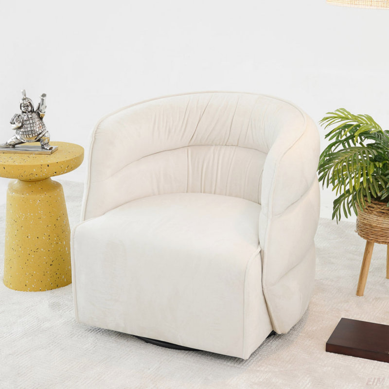 Chaise pivotante Walden - Velours, Crème, crème