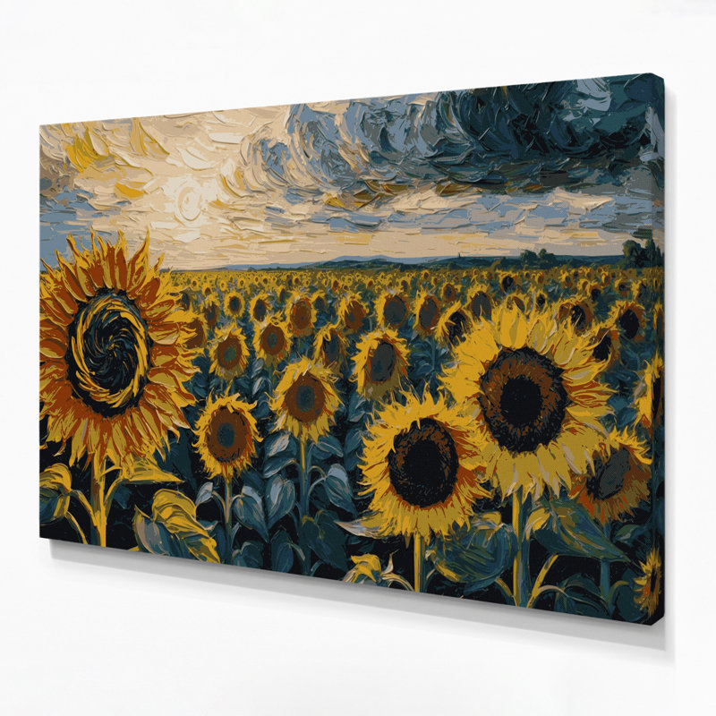 «Farm Sunflowers», art mural sur toile beige, H 20 po x l 24 po