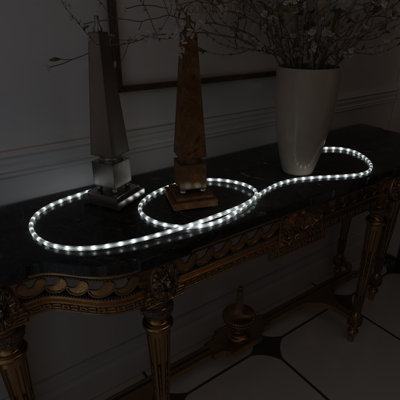 98.4FT LED Rope Light, 120V Plug-in, Cuttable, Connectable, Brightness Adjustable, IP65 Waterproof, Remote Control with Dynamic Modes and Timer