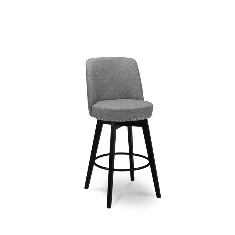 Grenora Swivel Upholstered Counter Stool, Gray, Bar Stool (30” Seat Height)
