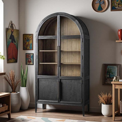 Solid Wood Arched Display Cabinet With Glass Doors by VizorVault