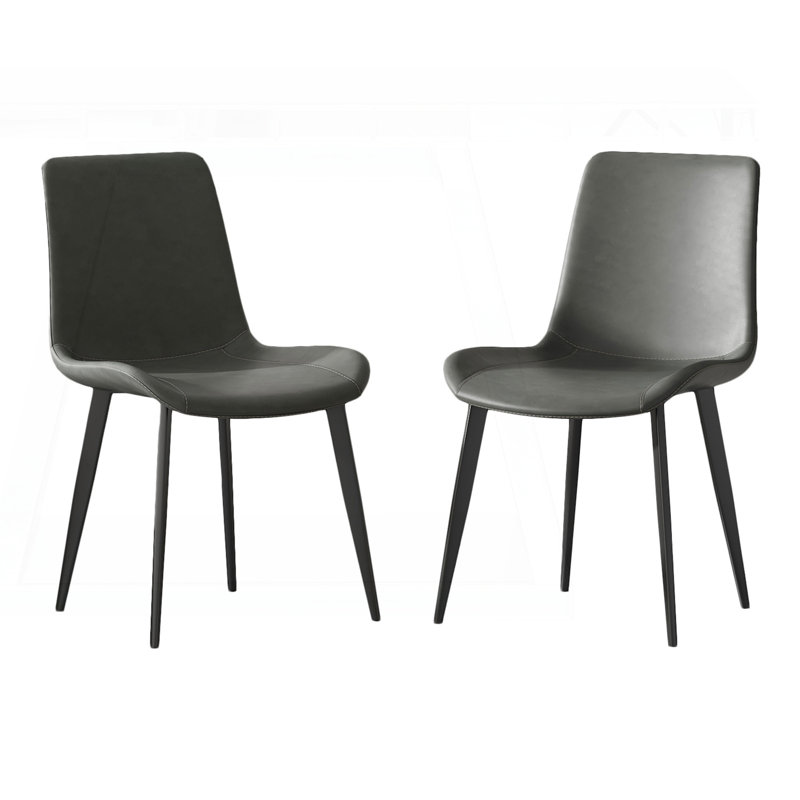 Chaise de salle à manger moderne - sièges rembourrés en similicuir avec pieds robustes en métal, 2, Gris