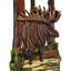 Sculpture murale rustique en bois d'orignal avec une scène de rivière en forêt intarsia brune, 31 pouces de haut