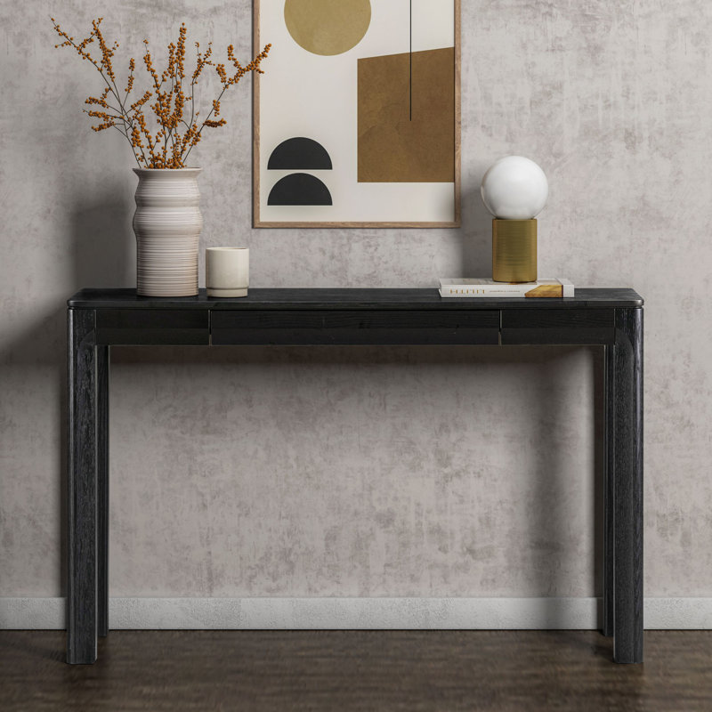  Console Flow en bois avec tiroir caché Flow Modern, Noir brûlé